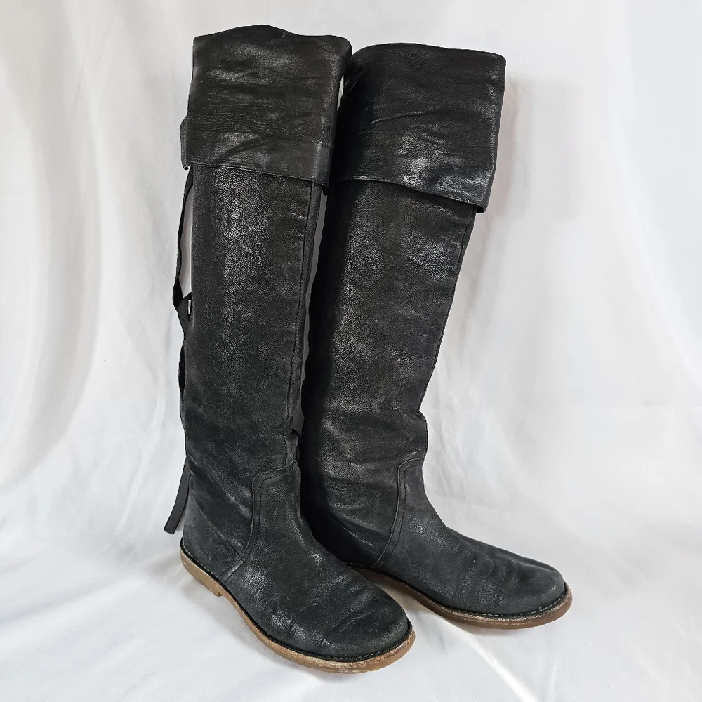 Frye Celia 77865 Women Black Leather Over Knee Boot US 6,5